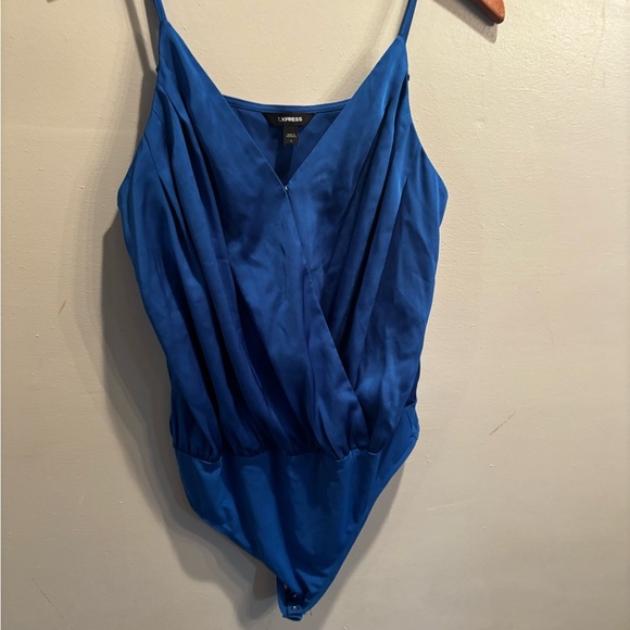 Express Elegant Blue Women's bodysuit draped blue bodycon fancy night out - Picture 7 of 11